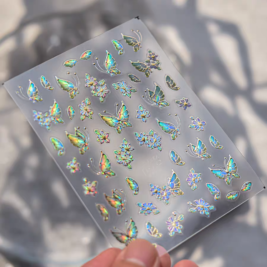 MS682 - Self-Adhesive Holographic Butterfly Nail Stickers
