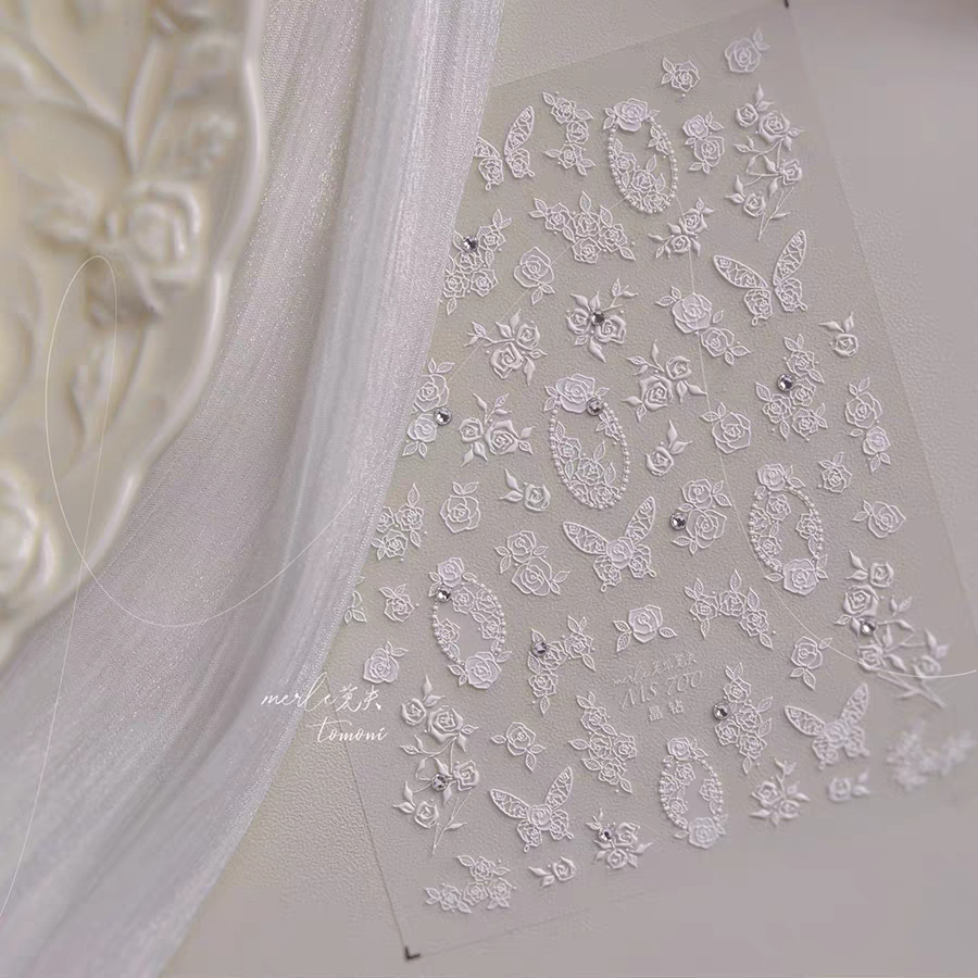 MS700 - Self-Adhesive Flower Frame Nail Stickers