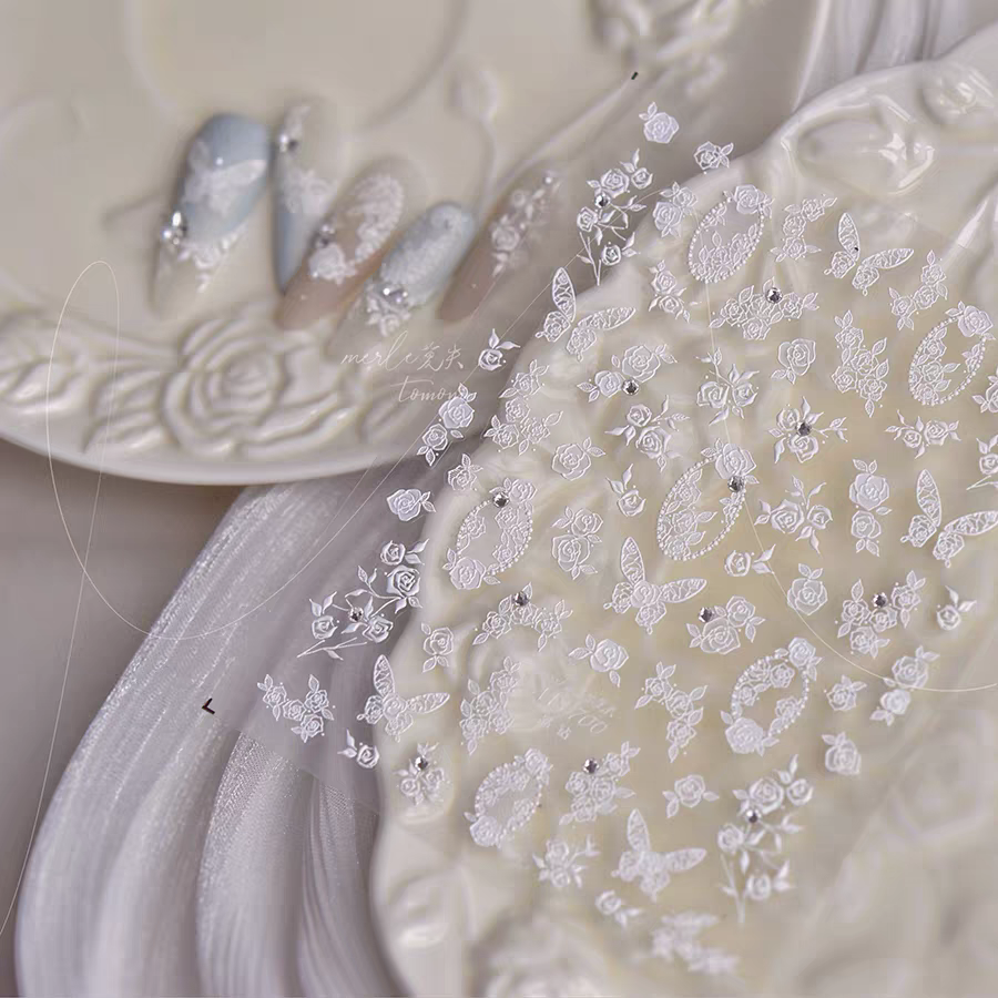 MS700 - Self-Adhesive Flower Frame Nail Stickers