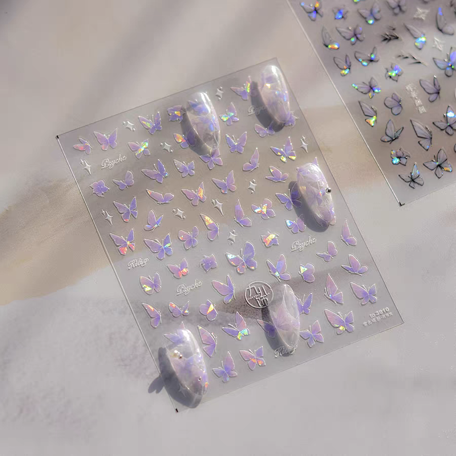 3910 - Self-Adhesive Holographic Butterfly Nail Stickers