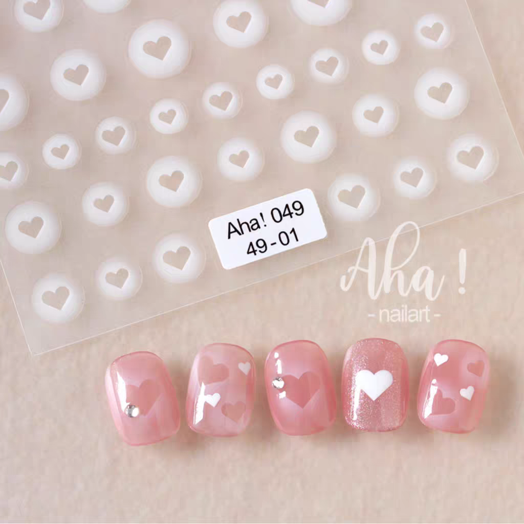 Aha049 - Self-Adhesive Heart Nail Stickers