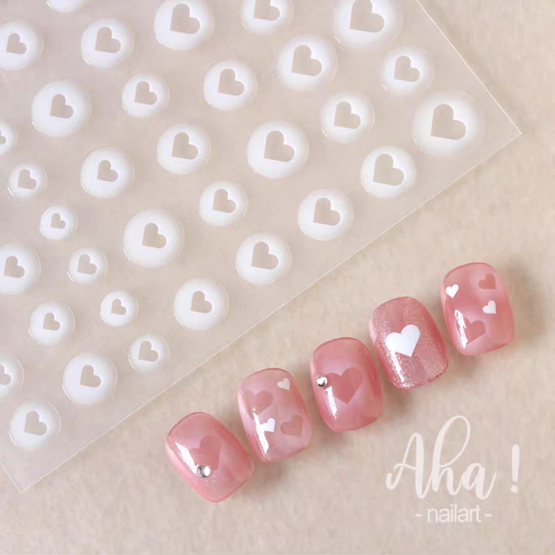 Aha049 - Self-Adhesive Heart Nail Stickers