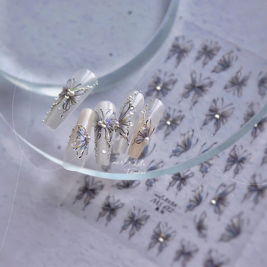 MS612 - Self-Adhesive Watercolour Butterfly Nail Stickers