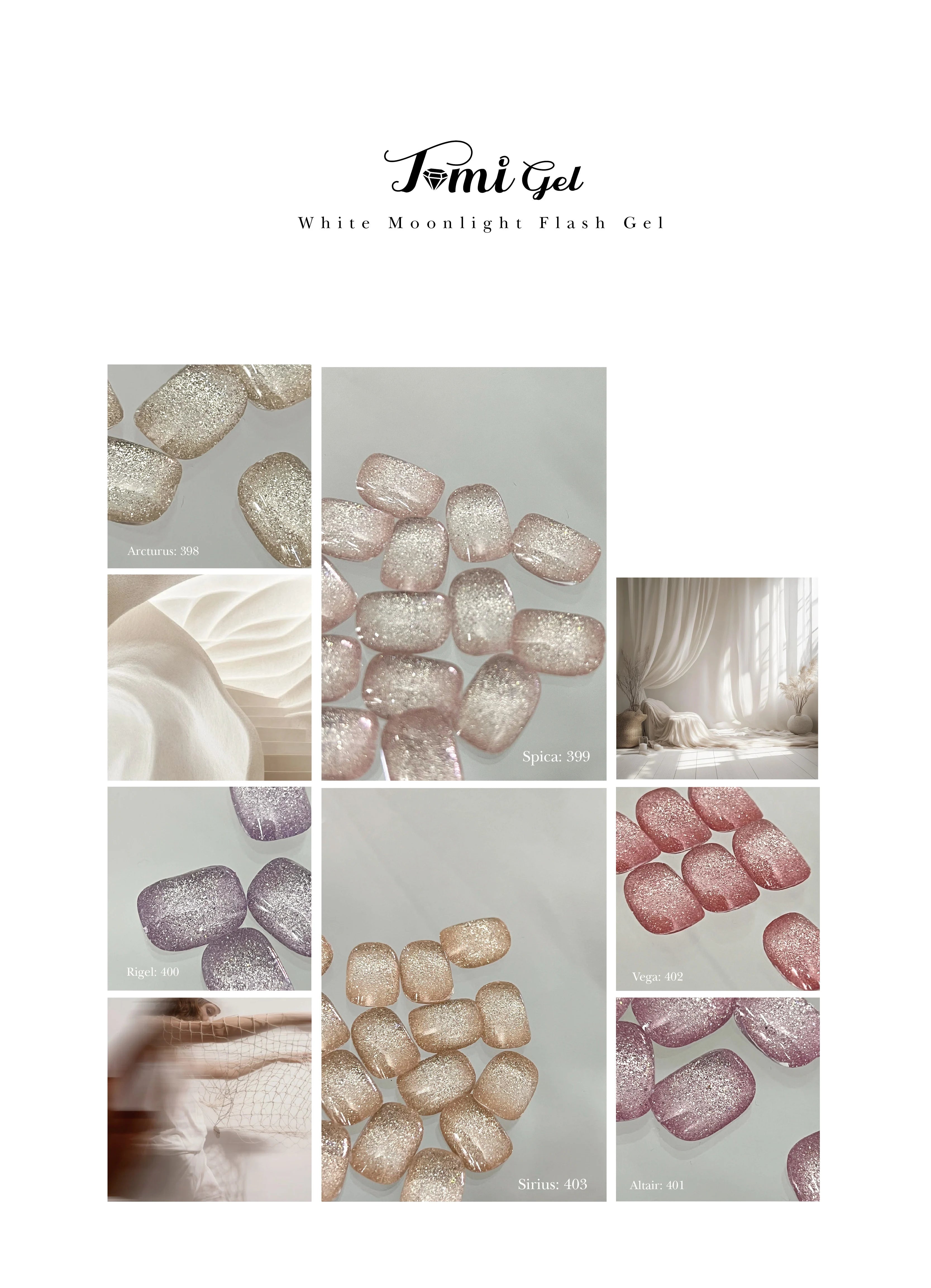 Tominail - White Moonlight Flash Gel 6 Color Set
