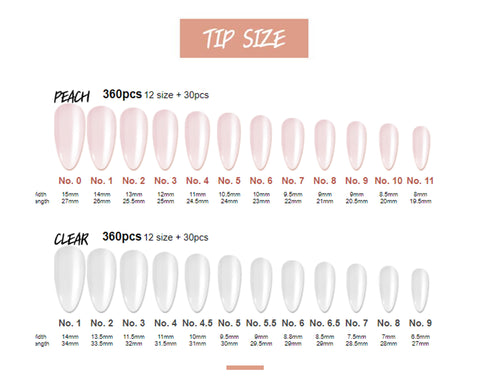 DIAMI Canoe Nail Tip Extensions [Peach and Clear]