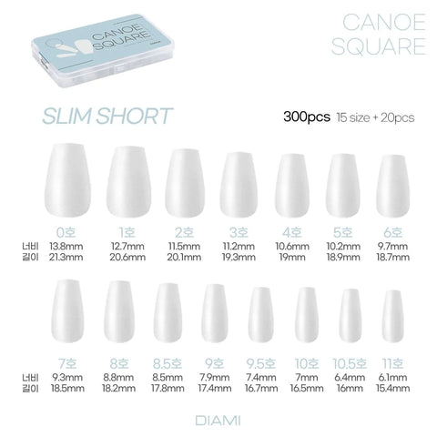 DIAMI Canoe Square Tip Extensions (Slim Short)
