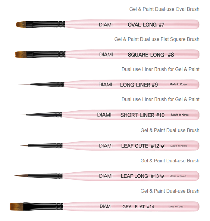 DIAMI No. 0.5-18 Brush Bundle + Free Black Brush Pouch