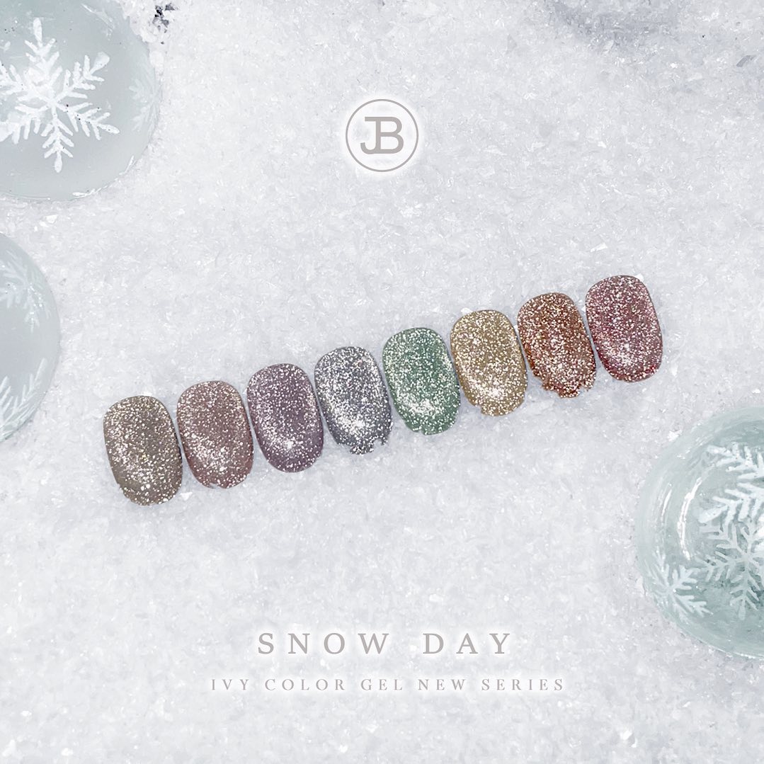 JIN.B Snow Day 8 Pc Color Set (Reflective Magnetic Glitter Gel)