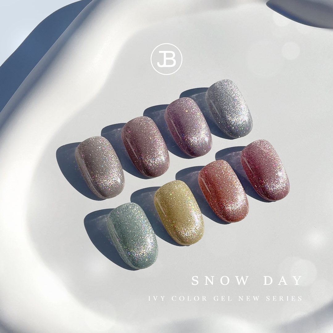 JIN.B Snow Day 8 Pc Color Set (Reflective Magnetic Glitter Gel)