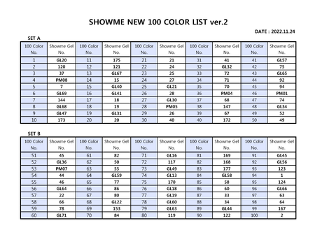 ShowMe Korea Gold Label 100 Color Set (Promotion)